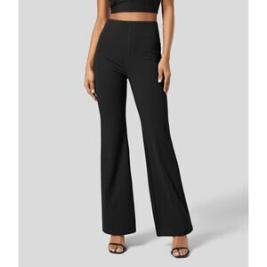 NEW Halara Flex SculptKnit High Waisted Flare Work Pants Pull On Black Medium